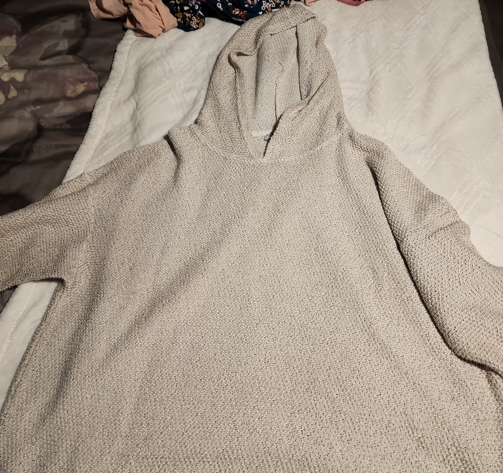 Cozy Cream Knit Hooded Pullover Sweater